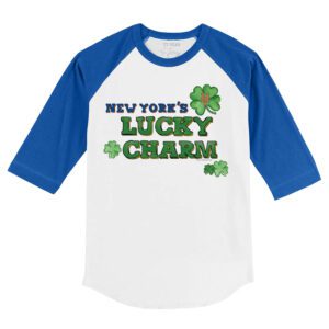 New York Mets Lucky Charm 3/4 Royal Blue Sleeve Raglan Shirt