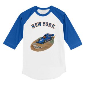 New York Mets Race Car 3/4 Royal Blue Sleeve Raglan Shirt