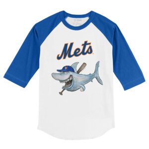 New York Mets Shark 3/4 Royal Blue Sleeve Raglan Shirt