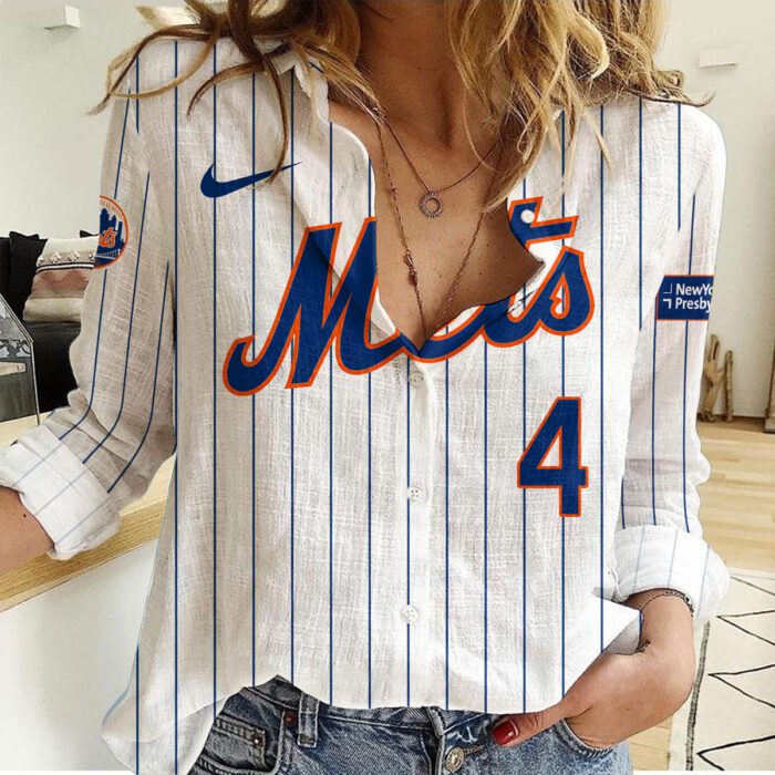 New York Mets Women Casual Shirt Linen Shirt GWS1059