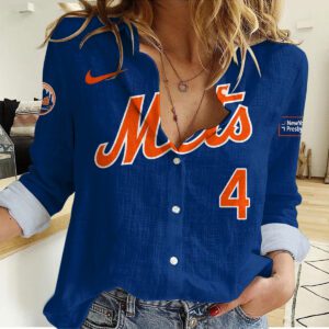 New York Mets Women Casual Shirt Linen Shirt GWS1060