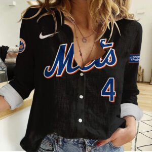 New York Mets Women Casual Shirt Linen Shirt GWS1061