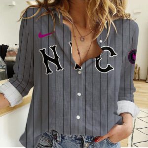 New York Mets Women Casual Shirt Linen Shirt GWS1063