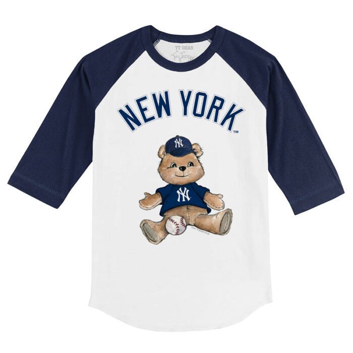 New York Yankees Boy Teddy 3/4 Navy Blue Sleeve Raglan Shirt