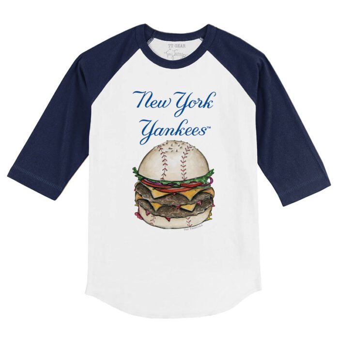 New York Yankees Burger 3/4 Navy Sleeve Raglan Shirt