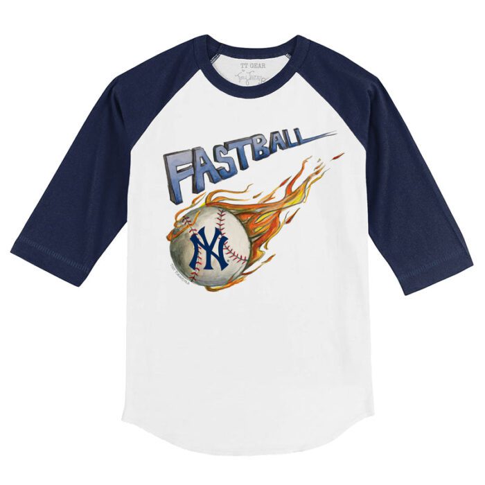 New York Yankees Fastball 3/4 Navy Blue Sleeve Raglan Shirt