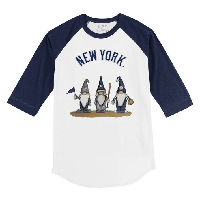 New York Yankees Gnomes 3/4 Navy Blue Sleeve Raglan Shirt