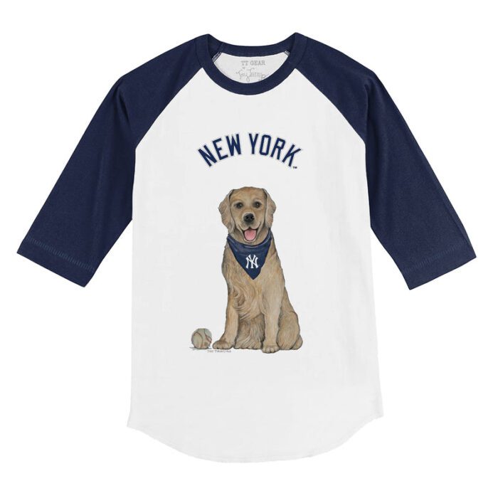 New York Yankees Golden Retriever 3/4 Navy Blue Sleeve Raglan Shirt