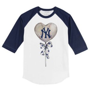 New York Yankees Heart Lolly 3/4 Navy Blue Sleeve Raglan Shirt