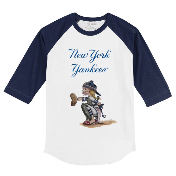 New York Yankees Kate the Catcher 3/4 Navy Blue Sleeve Raglan Shirt
