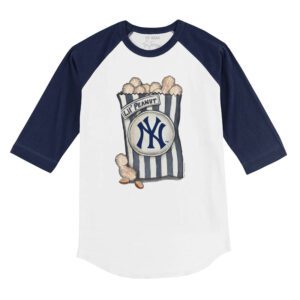 New York Yankees Lil' Peanut 3/4 Navy Blue Sleeve Raglan Shirt