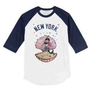New York Yankees Mermaid 3/4 Navy Blue Sleeve Raglan Shirt