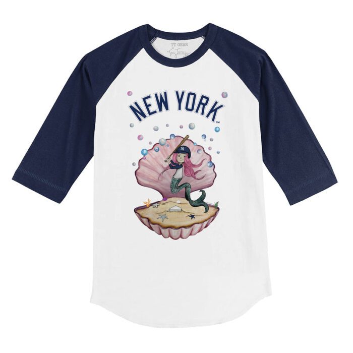New York Yankees Mermaid 3/4 Navy Blue Sleeve Raglan Shirt