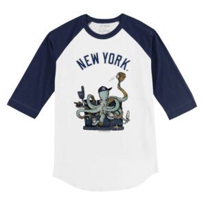 New York Yankees Octopus 3/4 Navy Blue Sleeve Raglan Shirt