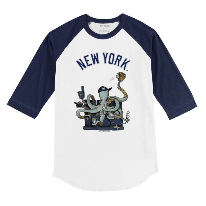 New York Yankees Octopus 3/4 Navy Blue Sleeve Raglan Shirt