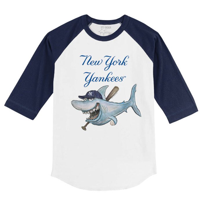 New York Yankees Shark 3/4 Navy Blue Sleeve Raglan Shirt