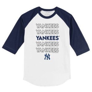 New York Yankees Stacked 3/4 Navy Blue Sleeve Raglan Shirt