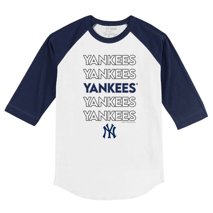 New York Yankees Stacked 3/4 Navy Blue Sleeve Raglan Shirt