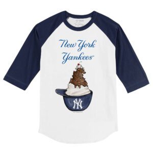 New York Yankees Sundae Helmet 3/4 Navy Blue Sleeve Raglan Shirt