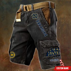 Notre Dame Fighting Irish NCAA Pocket Print Cargo Shorts V2 Custom Name MCS1022
