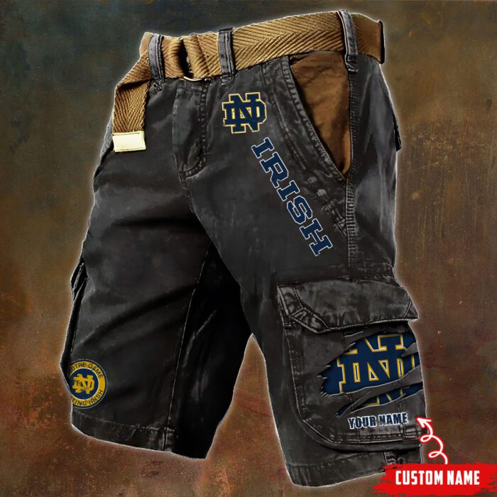 Notre Dame Fighting Irish NCAA Pocket Print Cargo Shorts V2 Custom Name MCS1022