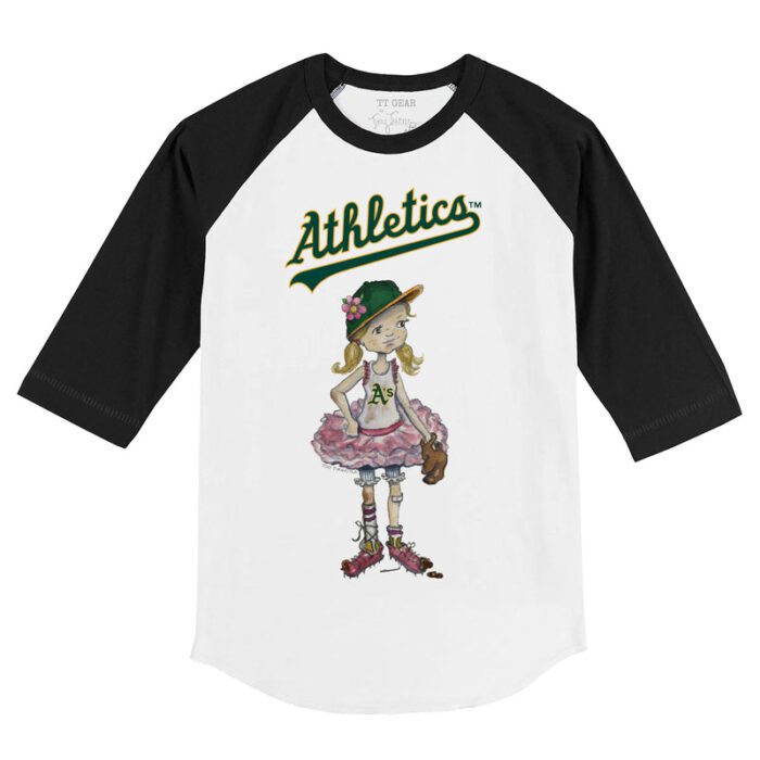 Oakland Athletics Babes 3/4 Black Sleeve Raglan Shirt