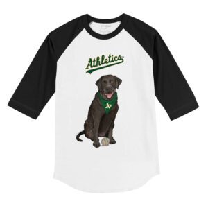 Oakland Athletics Black Labrador Retriever 3/4 Black Sleeve Raglan Shirt