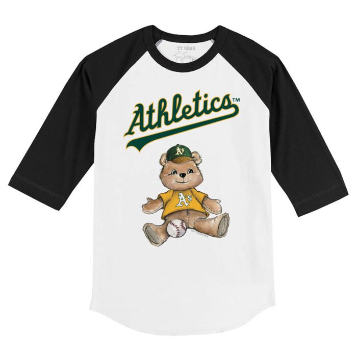 Oakland Athletics Boy Teddy 3/4 Black Sleeve Raglan Shirt