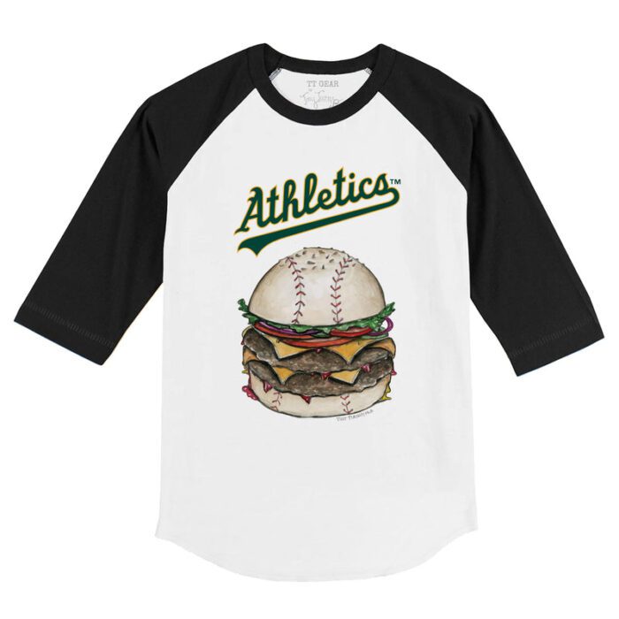 Oakland Athletics Burger 3/4 Black Sleeve Raglan Shirt