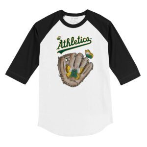 Oakland Athletics Butterfly Glove 3/4 Black Sleeve Raglan Shirt