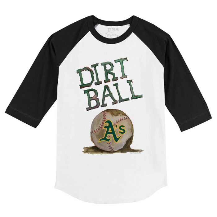 Oakland Athletics Dirt Ball 3/4 Black Sleeve Raglan Shirt