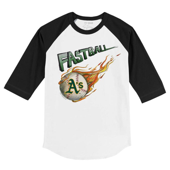 Oakland Athletics Fastball 3/4 Black Sleeve Raglan Shirt