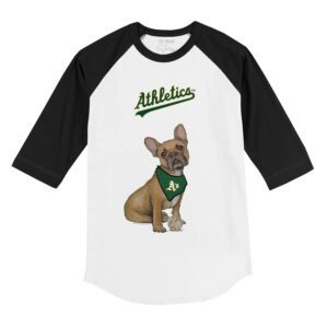 Oakland Athletics French Bulldog 3/4 Black Sleeve Raglan Shirt