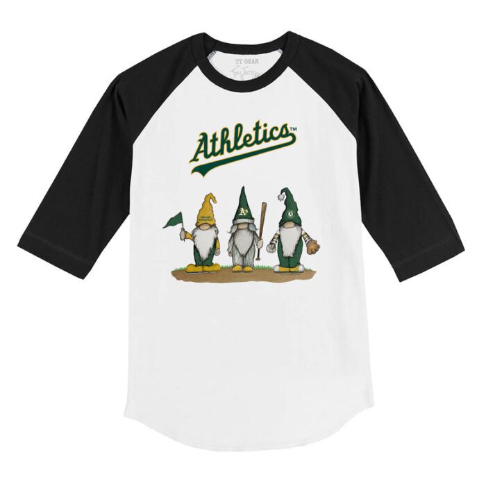 Oakland Athletics Gnomes 3/4 Black Sleeve Raglan Shirt