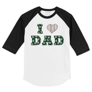 Oakland Athletics I Love Dad 3/4 Black Sleeve Raglan Shirt