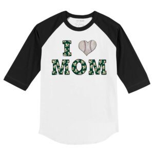 Oakland Athletics I Love Mom 3/4 Black Sleeve Raglan Shirt