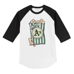 Oakland Athletics Lil' Peanut 3/4 Black Sleeve Raglan Shirt