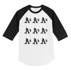 Oakland Athletics Logo Grid 3/4 Black Sleeve Raglan Shirt