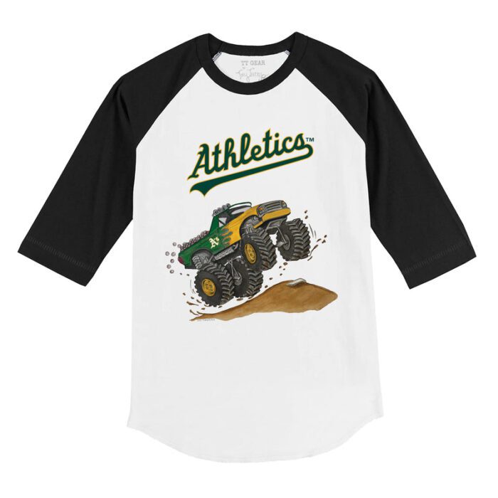 Oakland Athletics Monster Truck 3/4 Black Sleeve Raglan Shirt