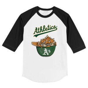 Oakland Athletics Nacho Helmet 3/4 Black Sleeve Raglan Shirt