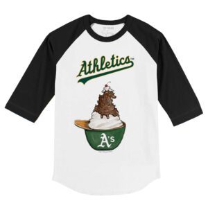 Oakland Athletics Sundae Helmet 3/4 Black Sleeve Raglan Shirt