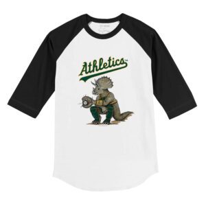 Oakland Athletics Triceratops 3/4 Black Sleeve Raglan Shirt