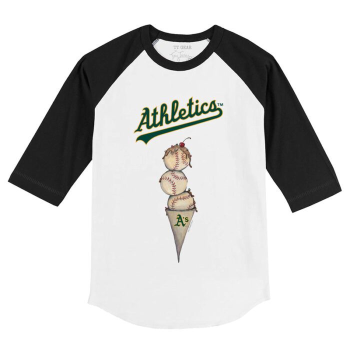 Oakland Athletics Triple Scoop 3/4 Black Sleeve Raglan Shirt