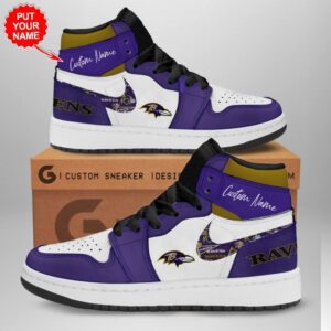 Personalized Baltimore Ravens NFL Air Jordan 1 Sneaker JD1 Shoes For Fans GSS1078