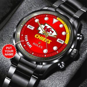 Personalized Kansas City Chiefs x Rolex Black Stainless Steel Watch GUD1303