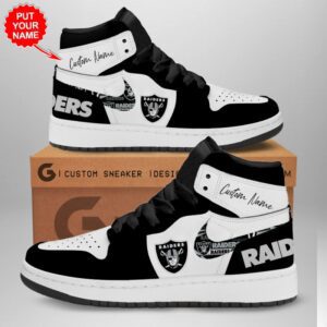 Personalized Las Vegas Raiders NFL Air Jordan 1 Sneaker JD1 Shoes For Fans GSS1103