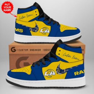 Personalized Los Angeles Rams NFL Air Jordan 1 Sneaker JD1 Shoes For Fans GSS1105