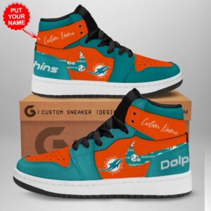 Personalized Miami Dolphins NFL Air Jordan 1 Sneaker JD1 Shoes For Fans GSS1106