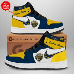 Personalized Michigan Wolverines Football Air Jordan 1 Sneaker JD1 Shoes For Fans GSS1107