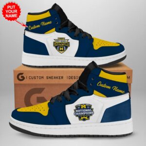 Personalized Michigan Wolverines Football Air Jordan 1 Sneaker JD1 Shoes For Fans GSS1108